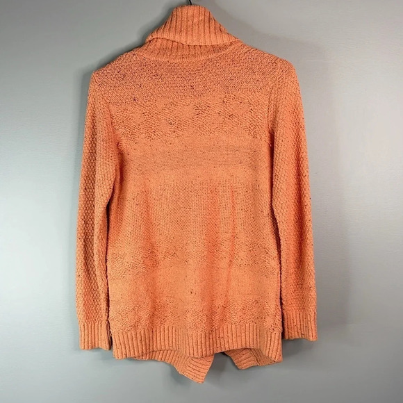NORTHERN REFLECTIONS Peach Slub Knit Sweater Turtleneck Split Hem Coastal S - Picture 7 of 12